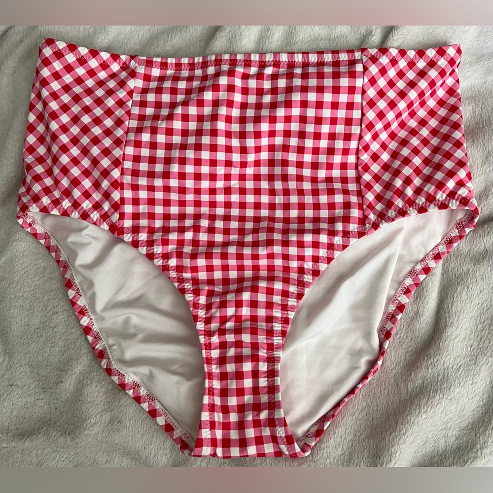 Draper James Pink and White Gingham Bikini Bottom